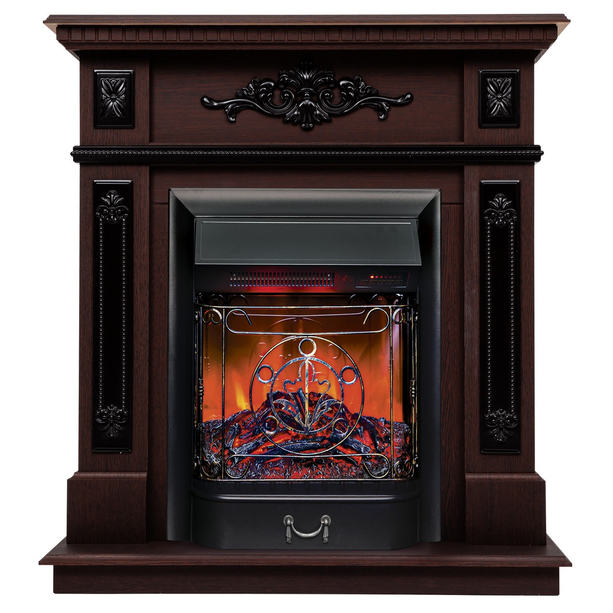 Электрокамин RealFlame Lilian DN орех с очагом Majestic Lux Black RC