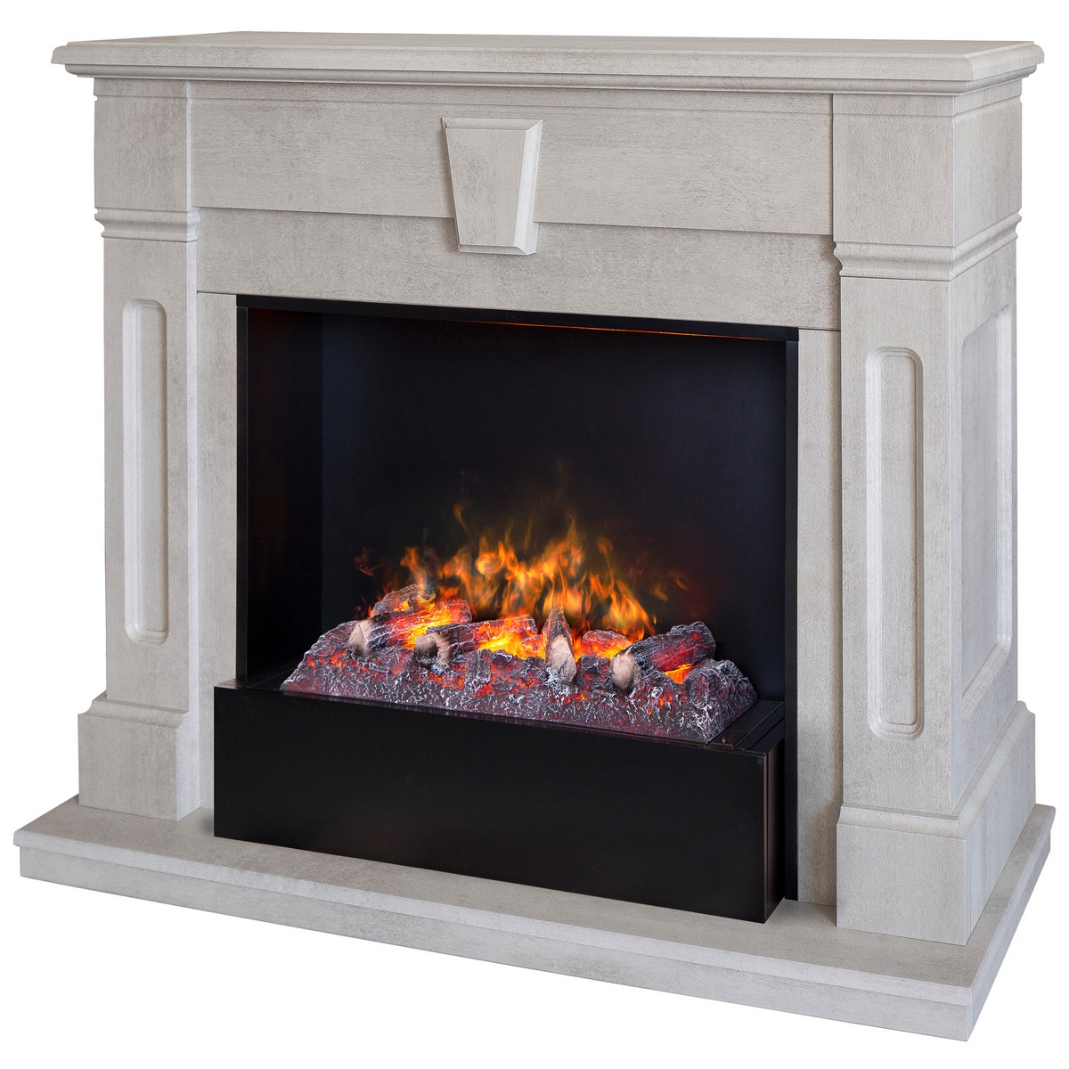 Электрокамин RealFlame Kellie 25,5/26 WT цвет белый камень с очагом 3D Cassette 630