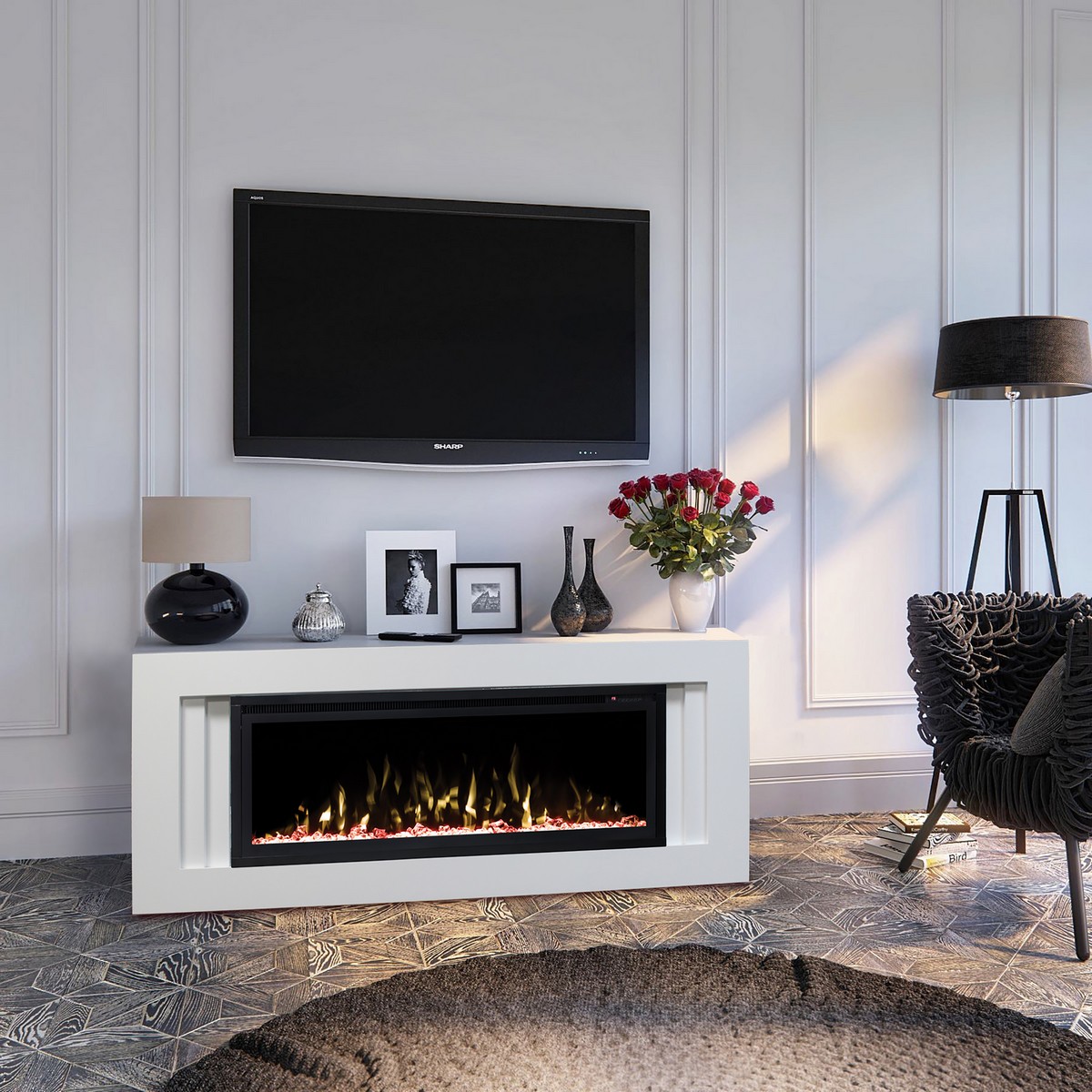 Электрокамин RealFlame Stockholm WT белый с очагом Saphir 42