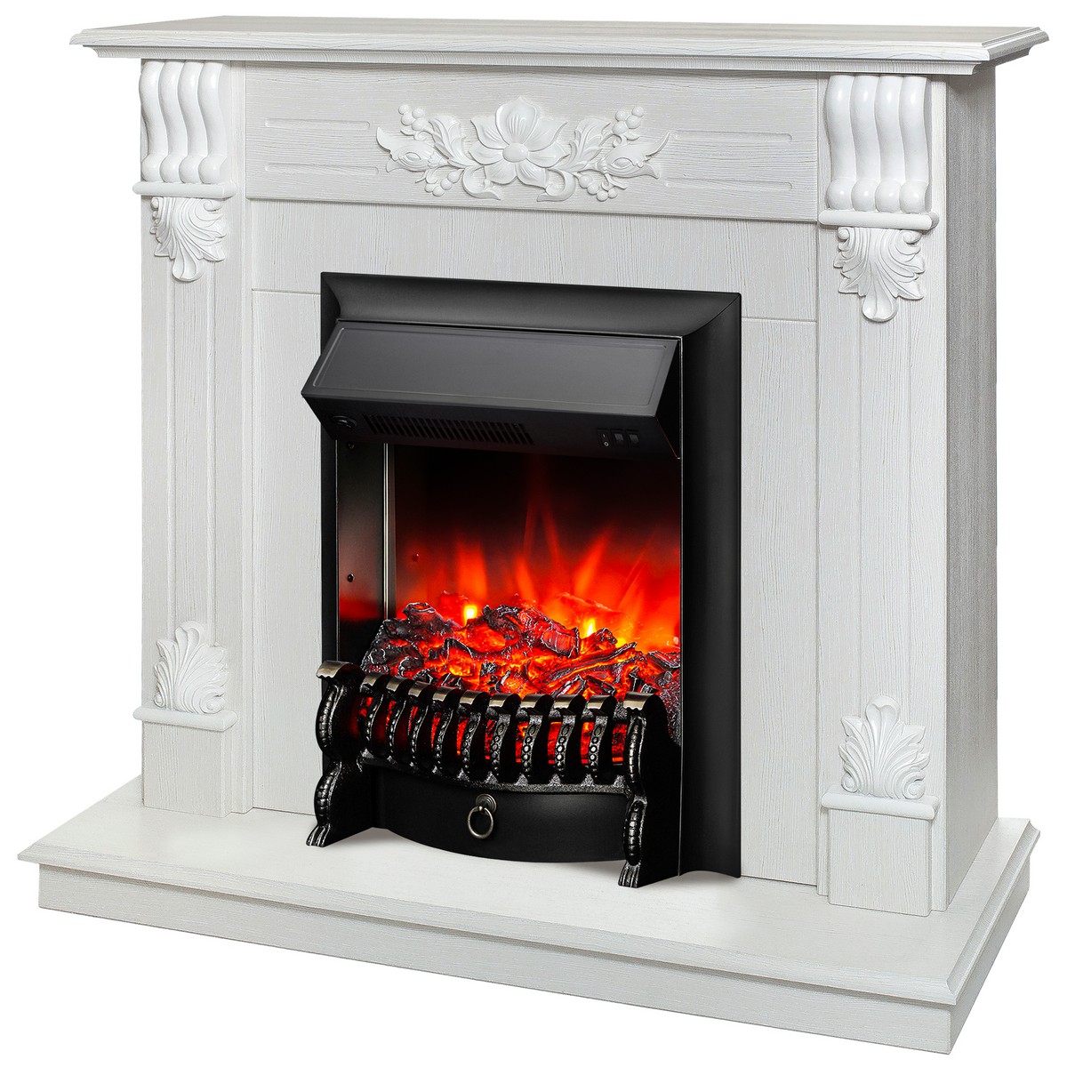 Электрокамин RealFlame Ottawa WT белое золото с очагом Fobos Lux Black