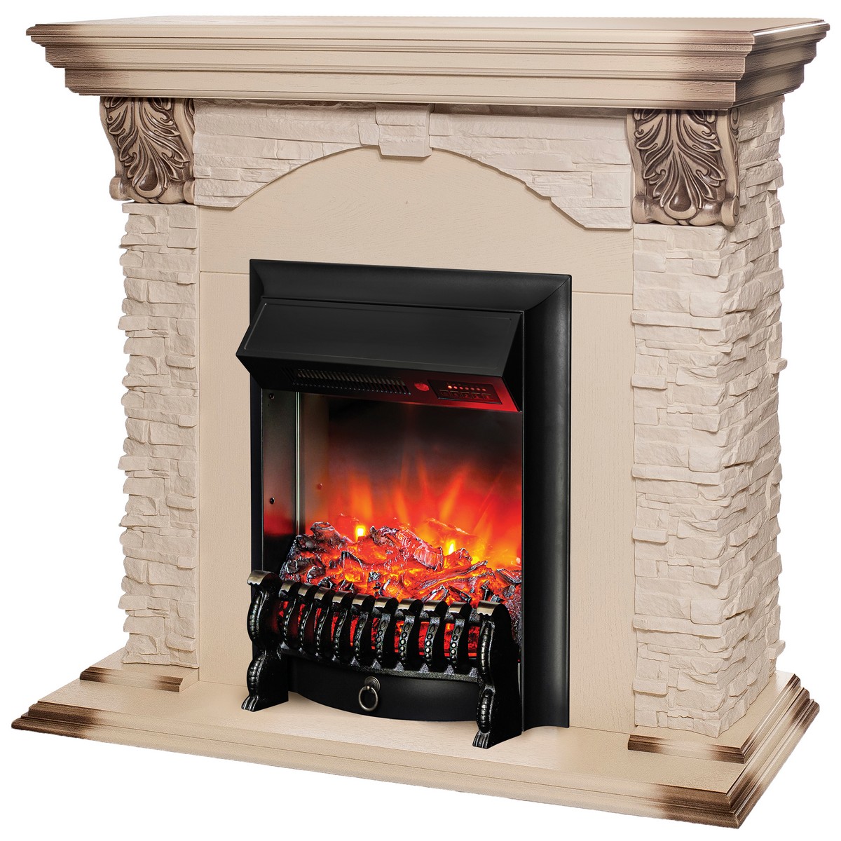 Электрокамин RealFlame Dublin Lux WT с очагом Fobos Lux Black RC