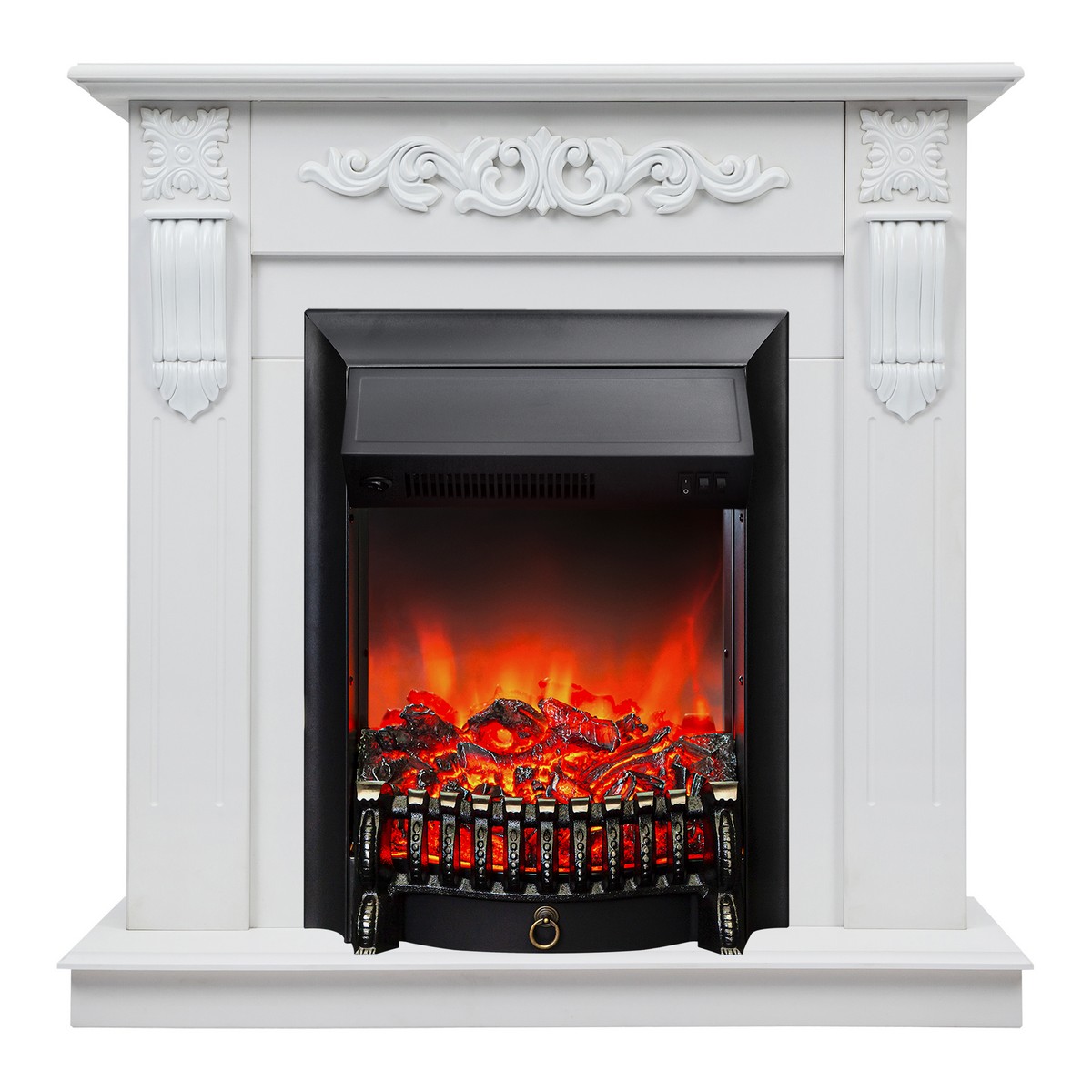 Электрокамин RealFlame Dominica DN белый матовый с очагом Fobos Lux Black