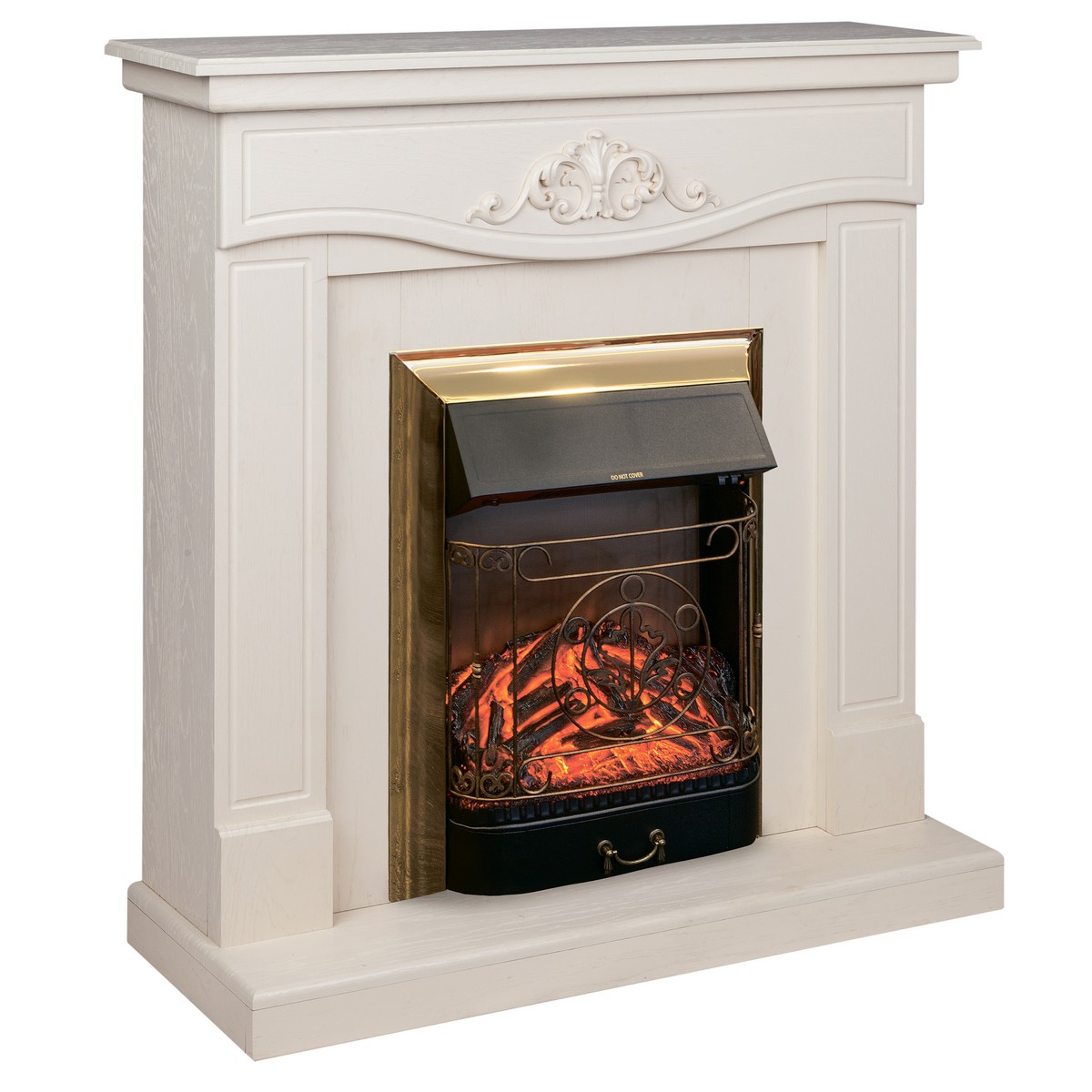 Электрокамин RealFlame Junona WT айвори с очагом Majestic Lux Brass